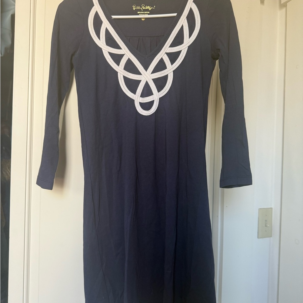 Lilly Pulitzer Navy Dress with White Trim